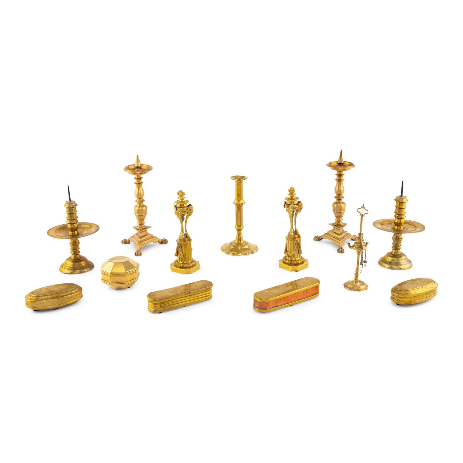 A Group of Continental Brass Table Articles