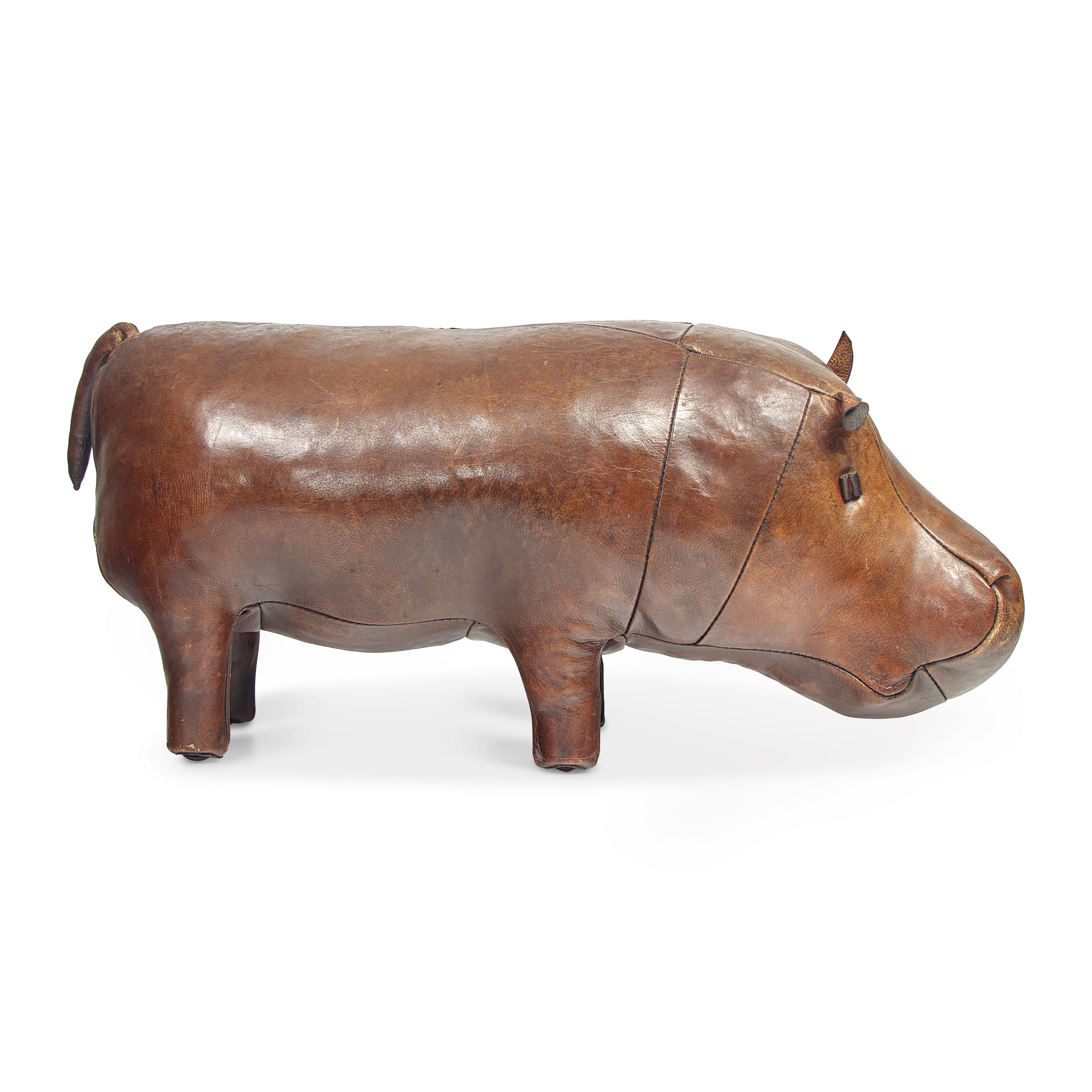 An Abercrombie & Fitch Leather Hippopotamus Footstool