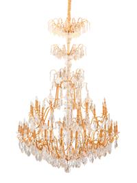 A Massive Gilt Bronze and Baccarat Cut Glass Chandelier from Hôtel Claridge, Paris