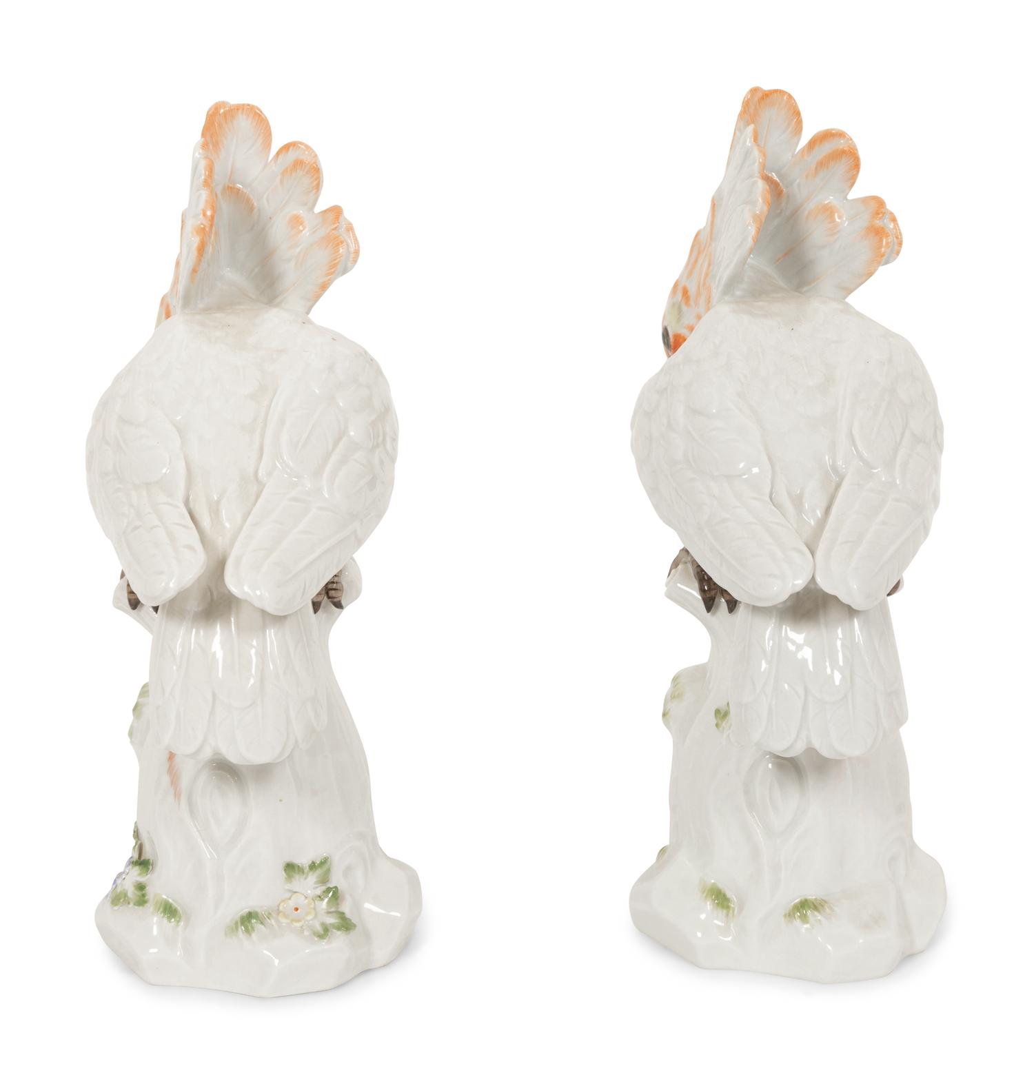 A Pair of Meissen Porcelain Cockatoos