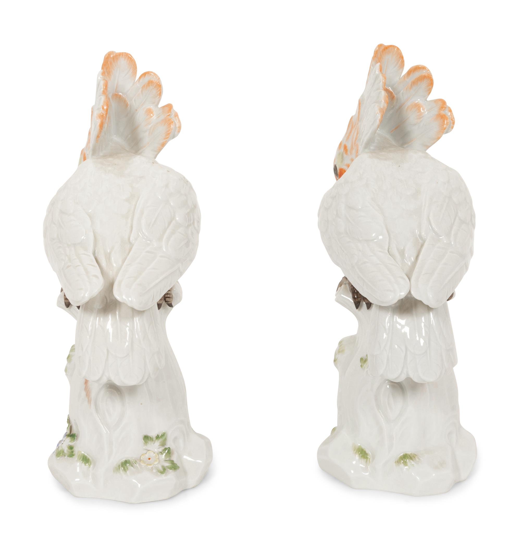A Pair of Meissen Porcelain Cockatoos