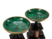 A Pair of Neoclassical Style Marble and Malachite Tazze