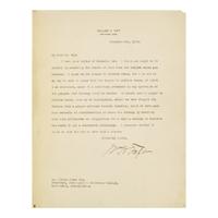 [Presidential] Taft, William H. Typed Letter, signed
