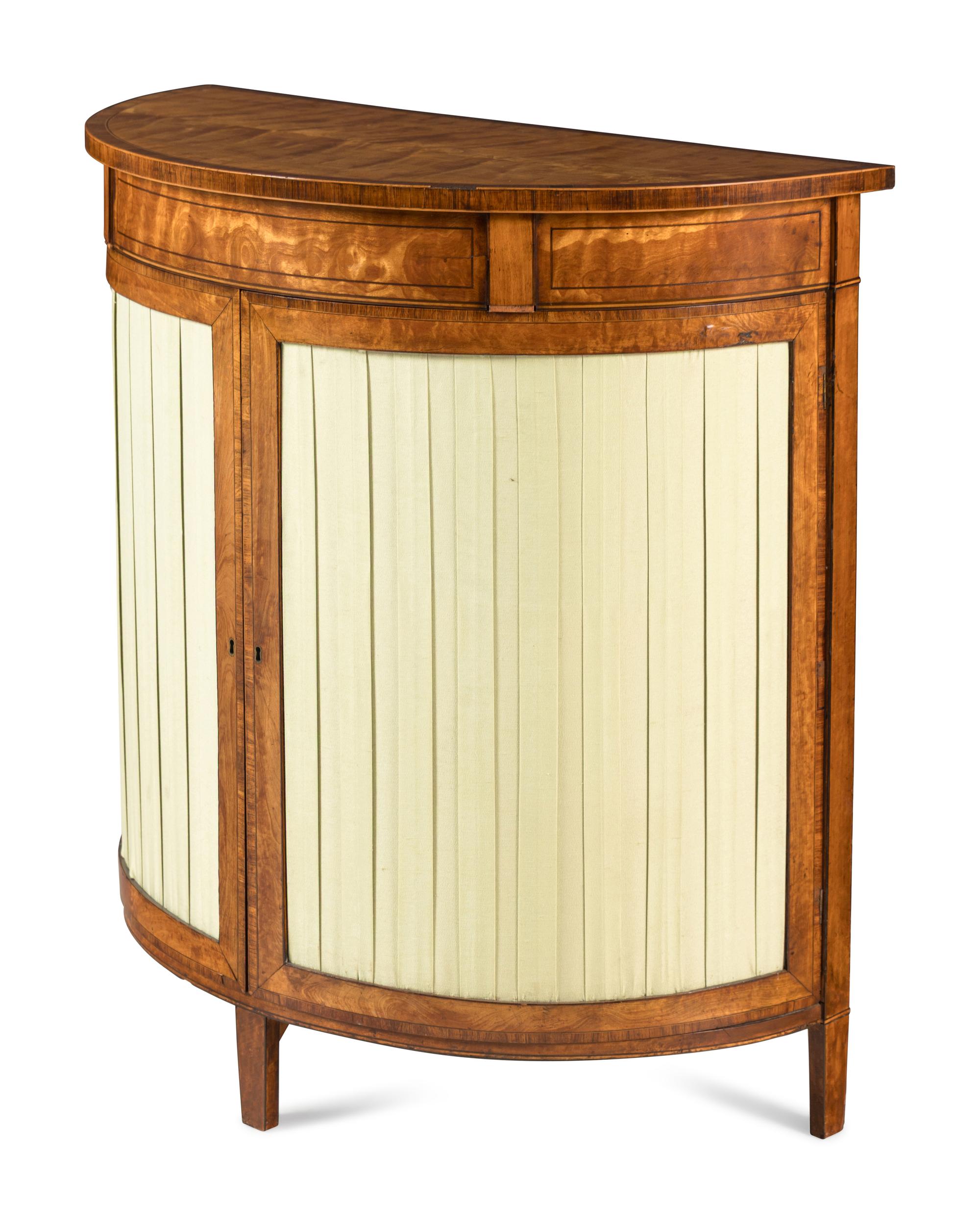 A George III Satinwood Demilune Side Cabinet