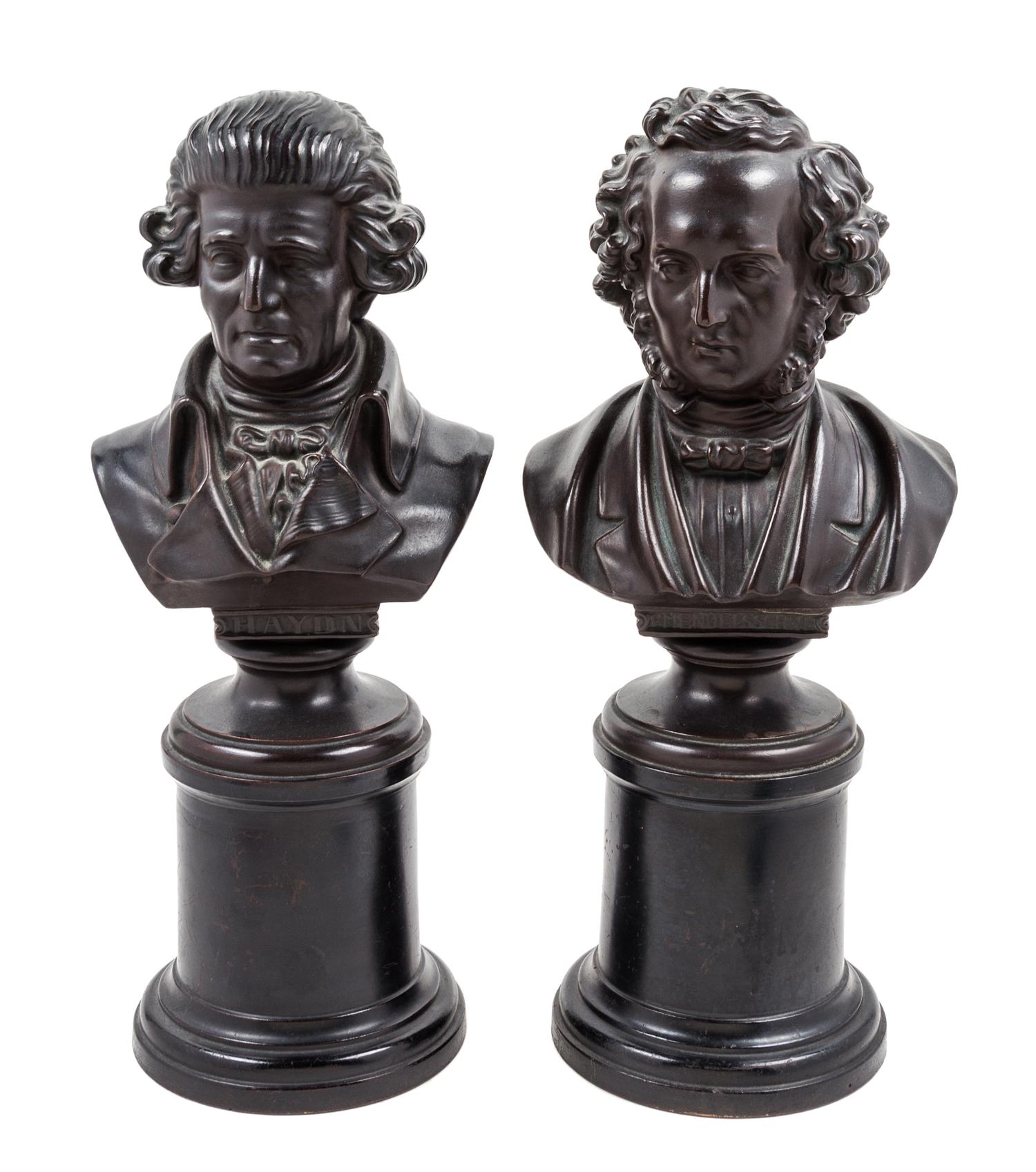 Two Continental Ceramic Busts Height of first 18 1/2 inches.
