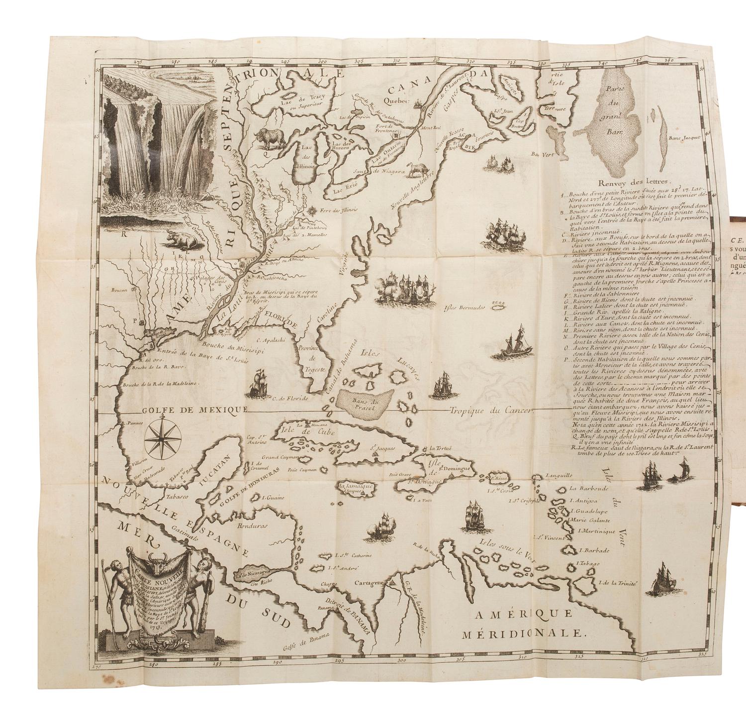 American Travel, Exploration & Expansion JOUTEL, Henri (ca 1640-1735). Journal historique du dernier voyage que feu M. de la Sale fit dans le Golfe de Mexique, pour trouver l'embouchure, & le cours de la Riviere de Missicipi, nommee a present la Riviere de Saint Louis, qui traverse la Louisiane . Paris: Estienne Robinot, 1713.