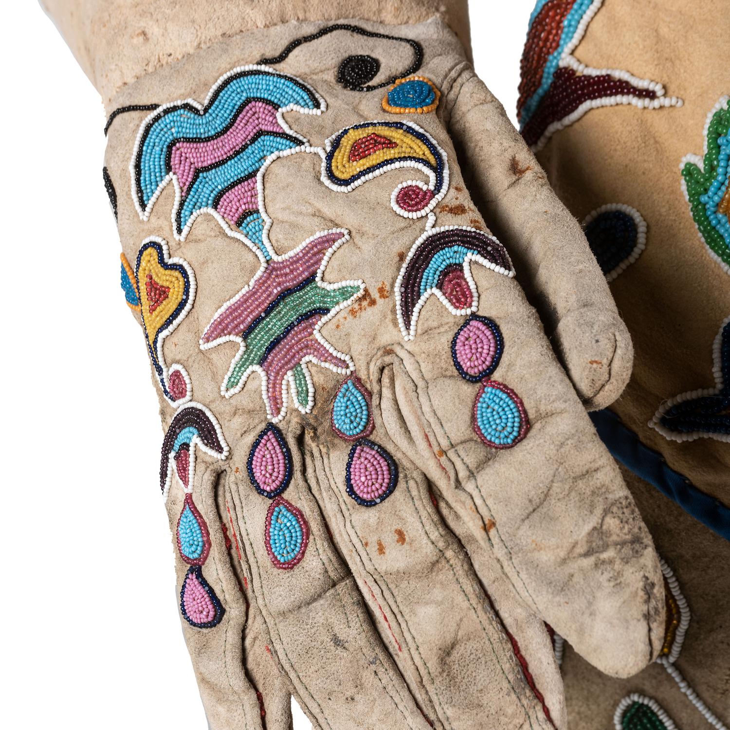 Apsáalooke (Crow) Beaded Hide Vest, Gauntlets, Pants, and Moccasins