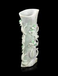 An Apple Green and Lavender Jadeite Vase