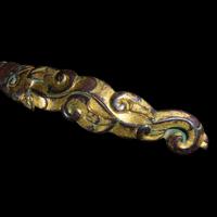 Two Chinese Gilt Bronze Belt Hooks, Warring States-Han Dynasty 戰國-漢 銅鎏金龍鳳帶鉤及鳥首帶鉤