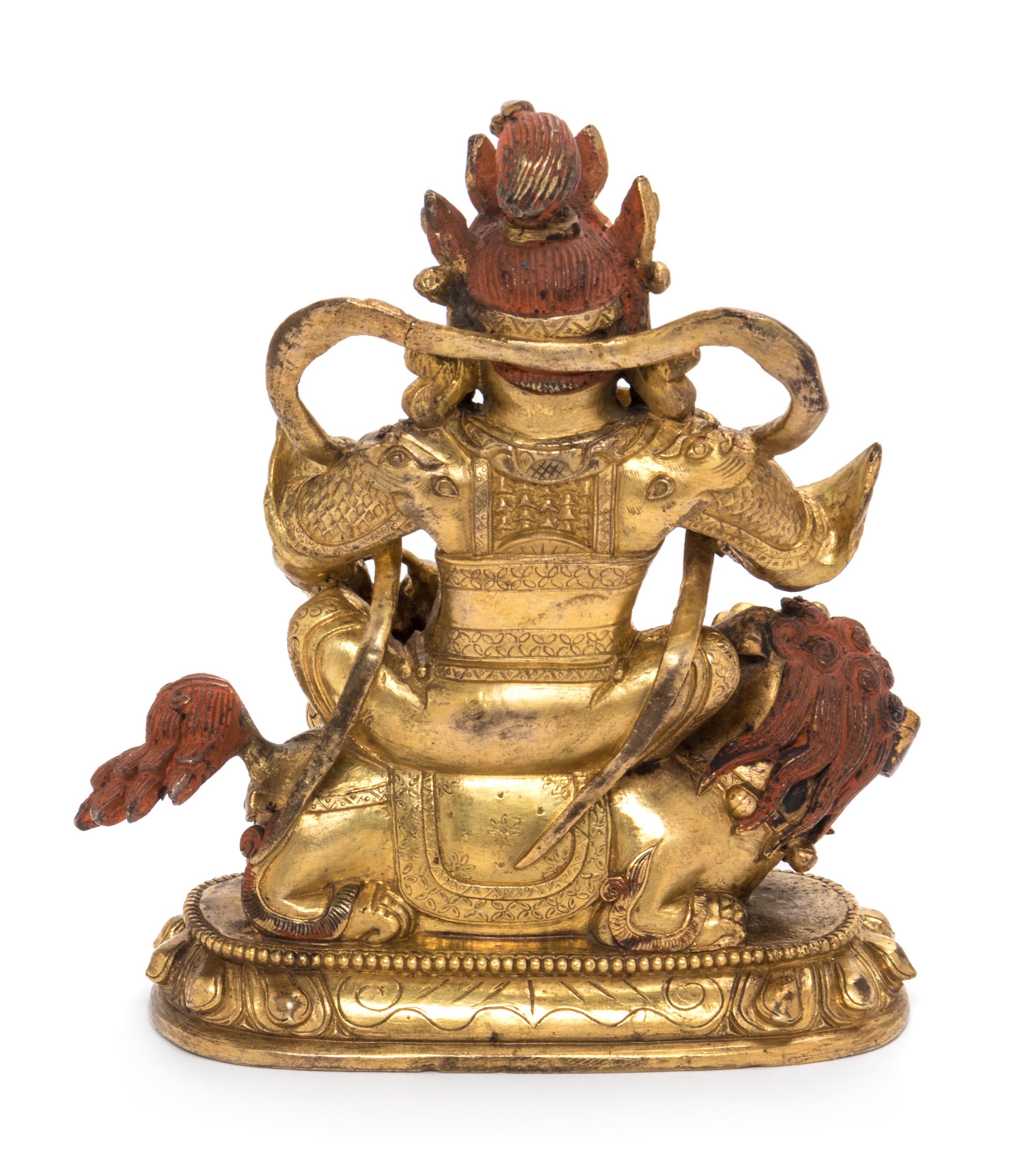 A Sino-Tibetan Gilt Bronze Figure of Kubera Height 4 1/2 inches. — 18TH CENTURY