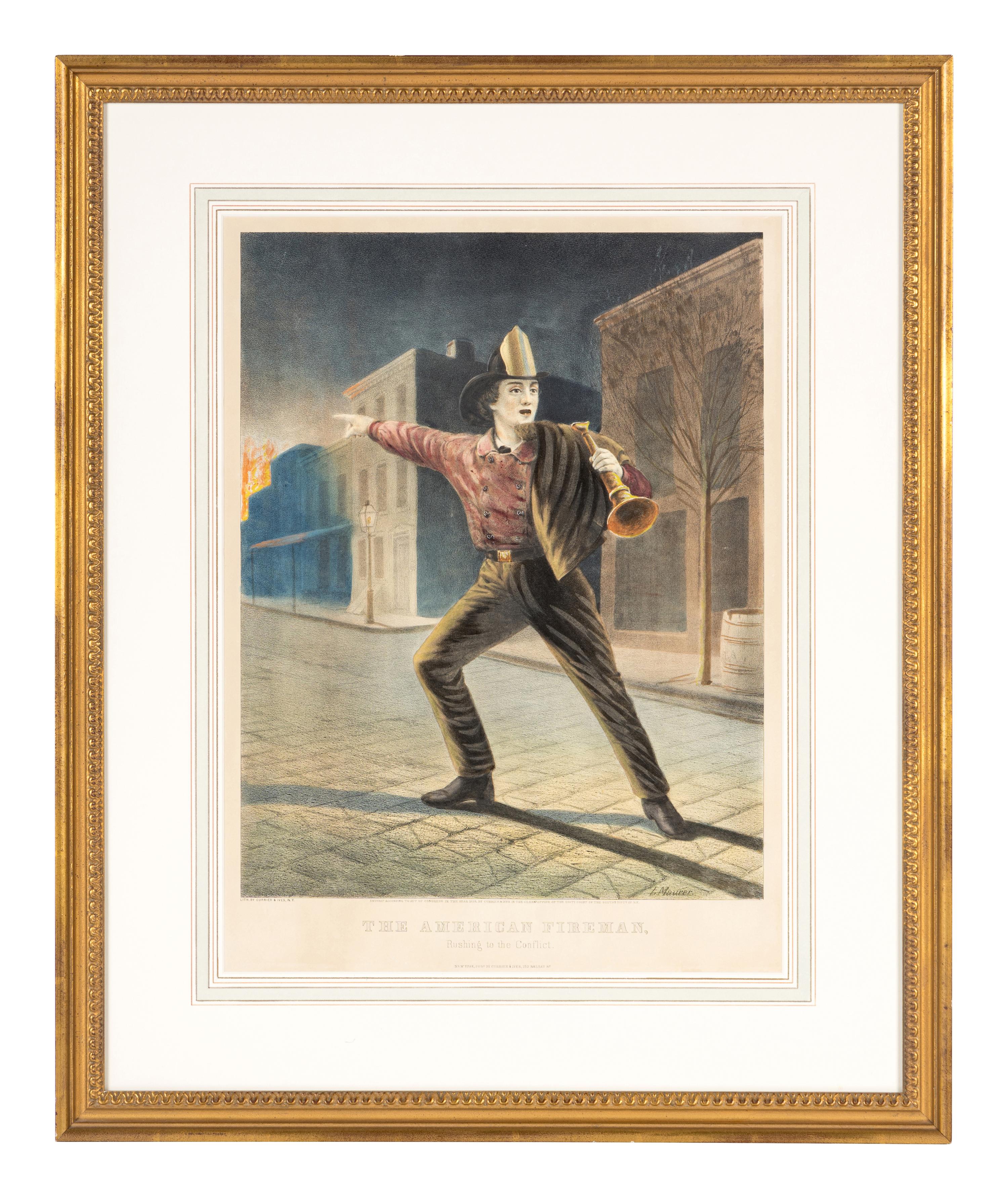 CURRIER and IVES, publishers -- After Louis Maurer. A group of 4 prints from the American Fireman series, comprising: