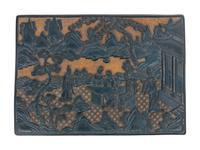 A Chinese Carved Green and Yellow Lacquered Rectangular Box and Cover