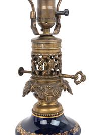 A Pair of French Porcelain Oil Lamps Converted to Electricity