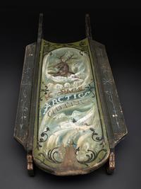 An 'Arctic Clipper' Paint Decorated Carved Wood Sled