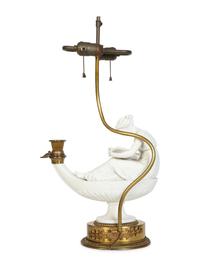 A Gilt Metal Mounted Parian Ware Table Lamp