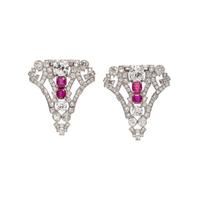 ART DECO, DIAMOND AND RUBY CONVERTIBLE DRESS CLIPS