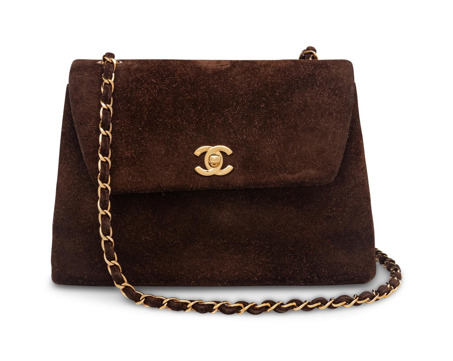 Chanel Brown Suede Flap Bag