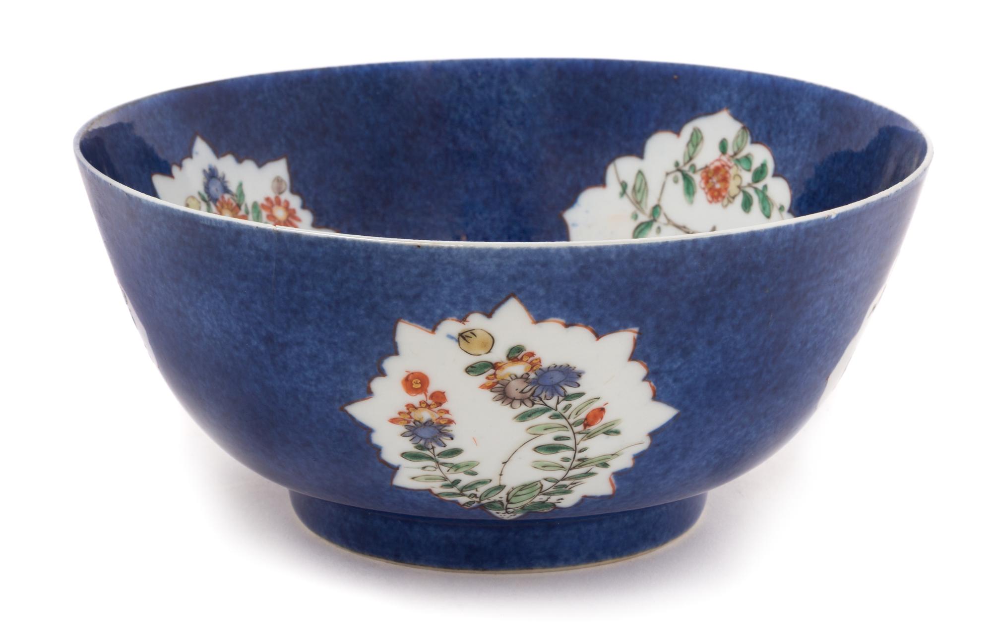 A Famille Verte Powder Blue Ground Porcelain Bowl Diameter 7 1/2 inches. — KANGXI PERIOD (1662-1722)