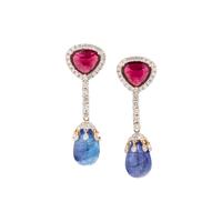 RUBELLITE, TANZANITE AND DIAMOND EARRINGS