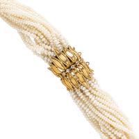 YELLOW GOLD AND SEED PEARL TORSADE NECKLACE