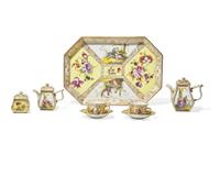 A Dresden Porcelain Miniature Eight-Piece Tea and Coffee Service
