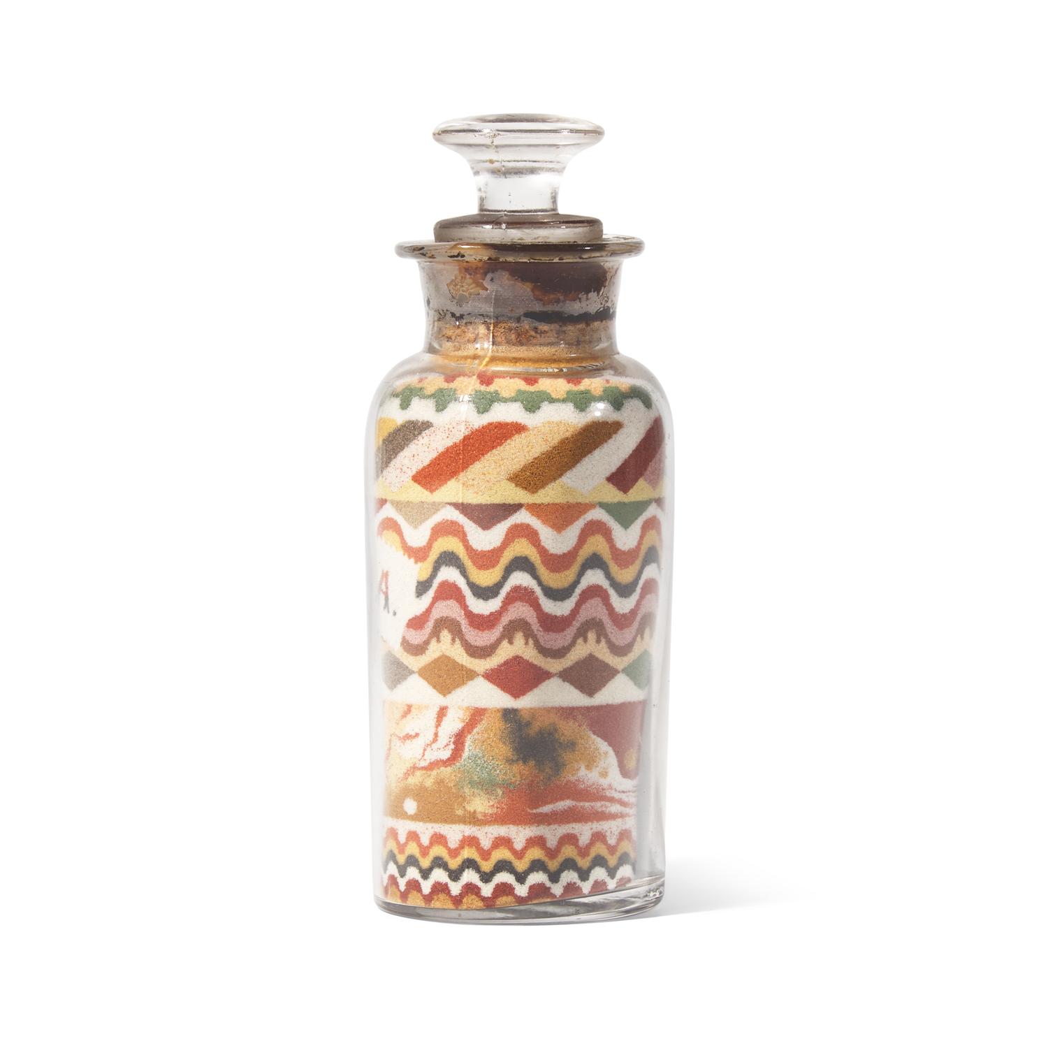 A Sand Art Bottle, Andrew Clemens (1857-1895), McGregor, Iowa