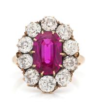 A Fine Victorian Rose Gold, Silver, Ruby and Diamond Ring, 3.40 dwts.