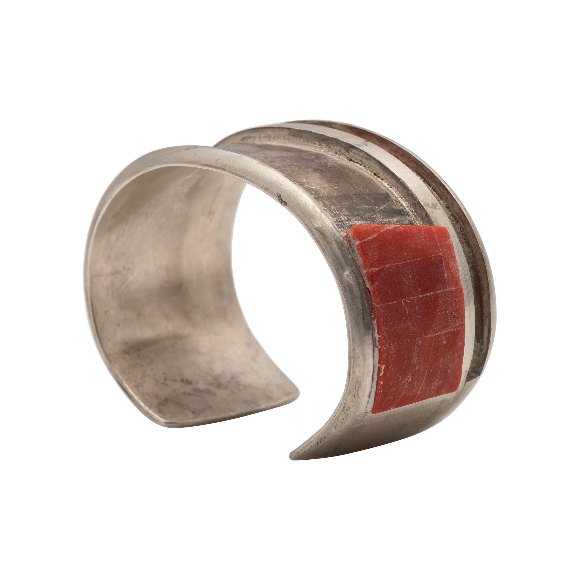 Unfinished Silver and Coral Cuff Bracelet