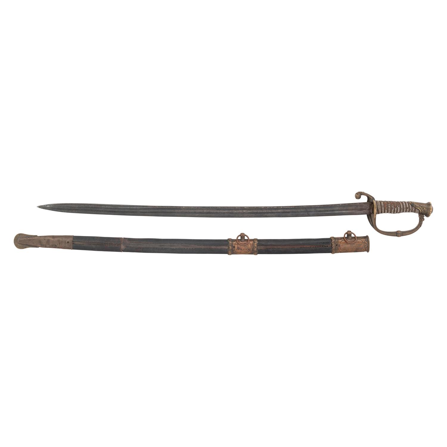 Import Foot Officers Sword with Scabbard Inscribed to Capt. S.E. Thomason - 176th NY Vols., then Captured and Descended in a Texas Confederate Family