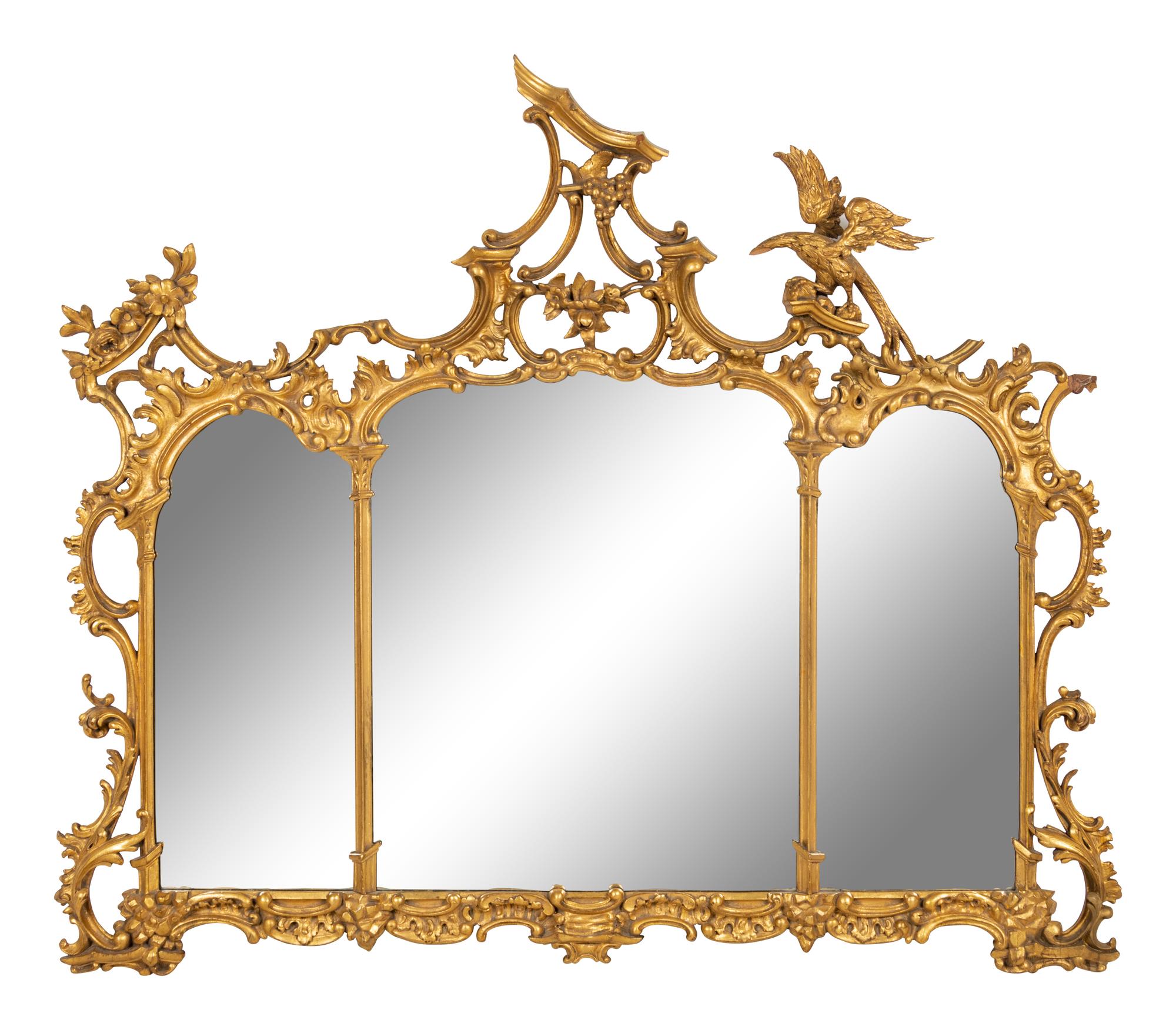 A George III Style Giltwood Three-Panel Mirror