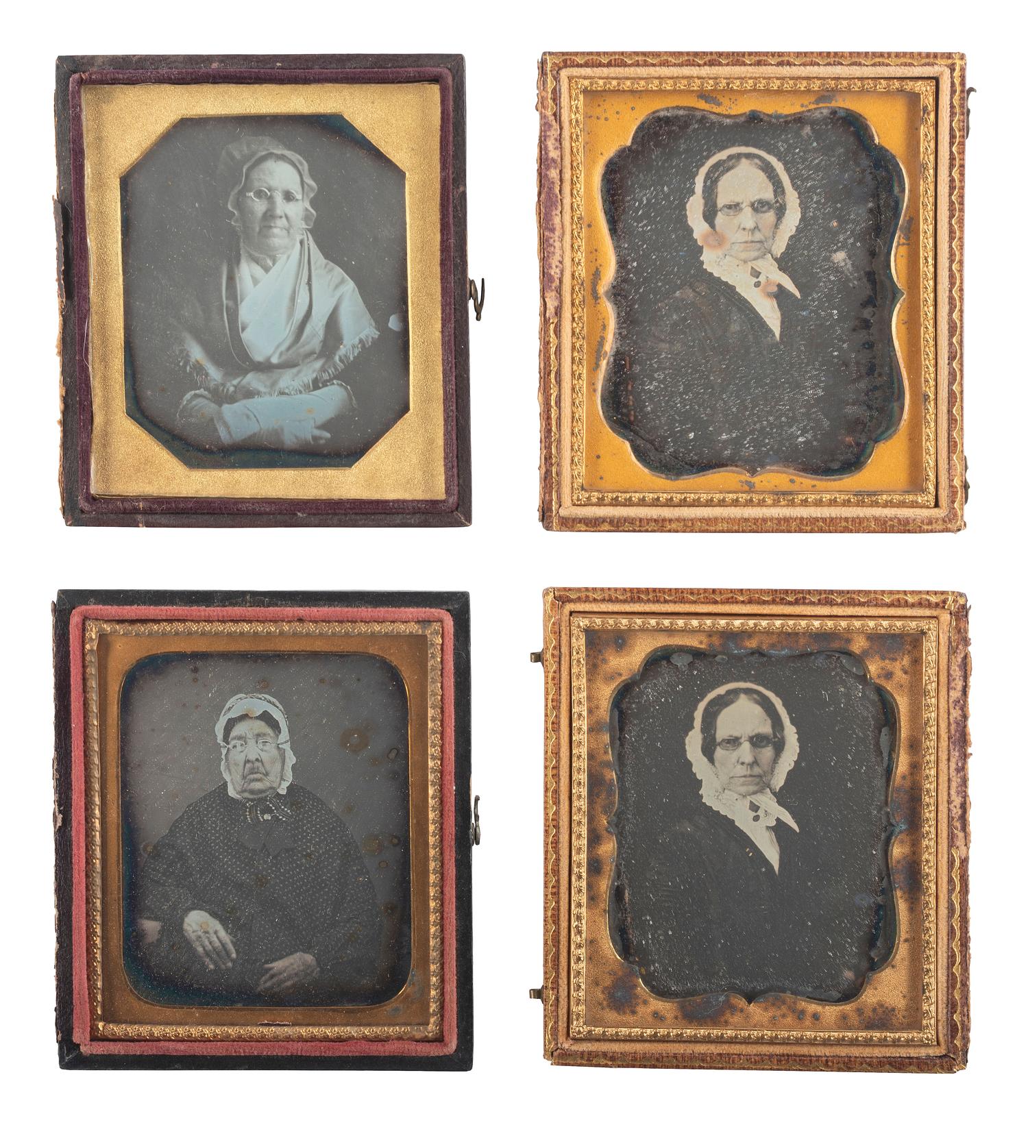 [EARLY PHOTOGRAPHY]. A group of 23 daguerreotype portraits of subjects of varying ages wearing eyeglasses, including: