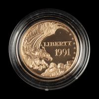 A 1991-W Mount Rushmore Commemorative $5 Gold Proof