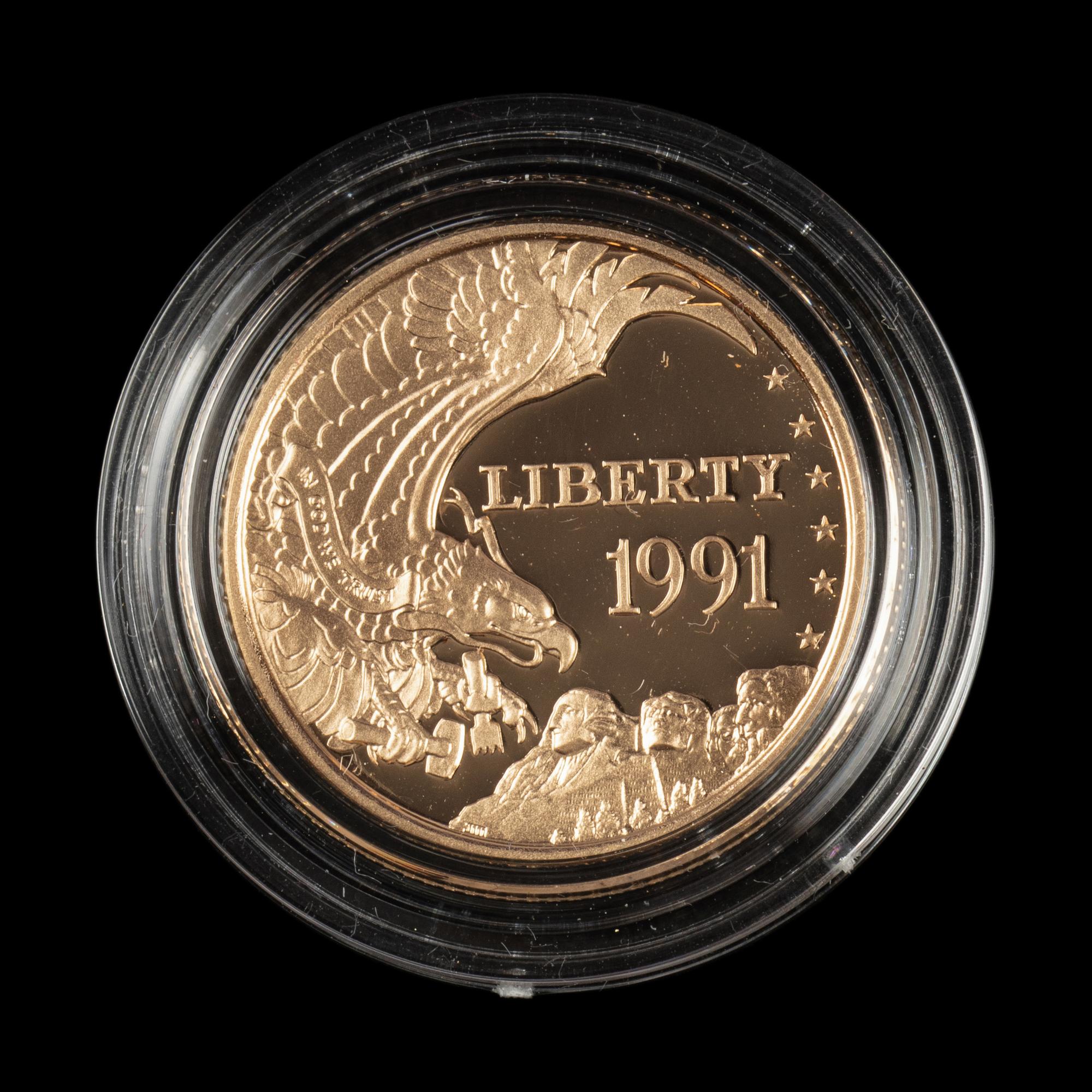 A 1991-W Mount Rushmore Commemorative $5 Gold Proof