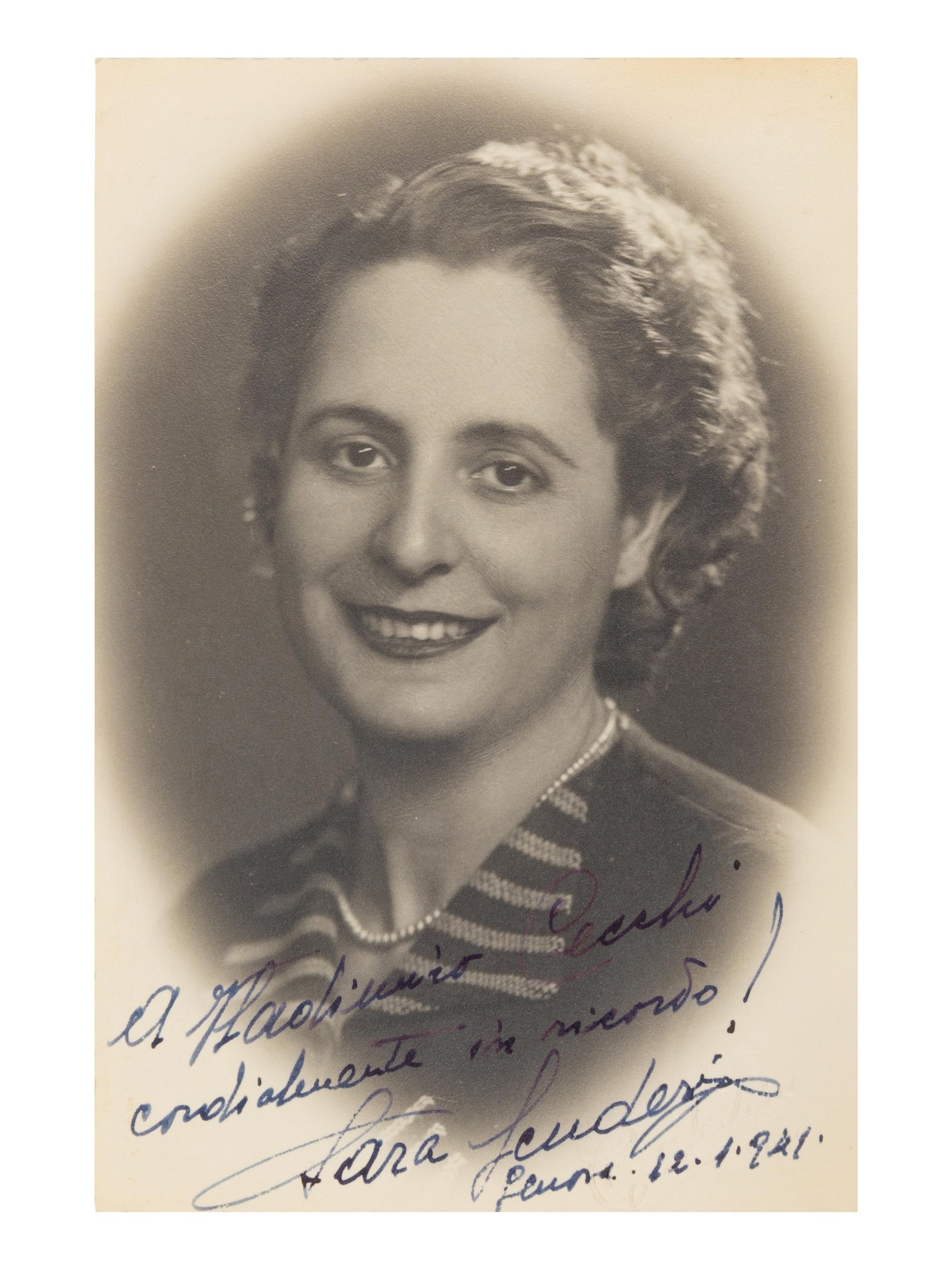 [20TH-CENTURY OPERA SINGERS]. A group of 6 photographs of opera singers from the 1940s, most signed and inscribed, comprising images of: