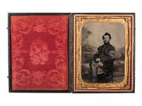 [CIVIL WAR]. Quarter plate tintype and ambrotype of Union sergeants.