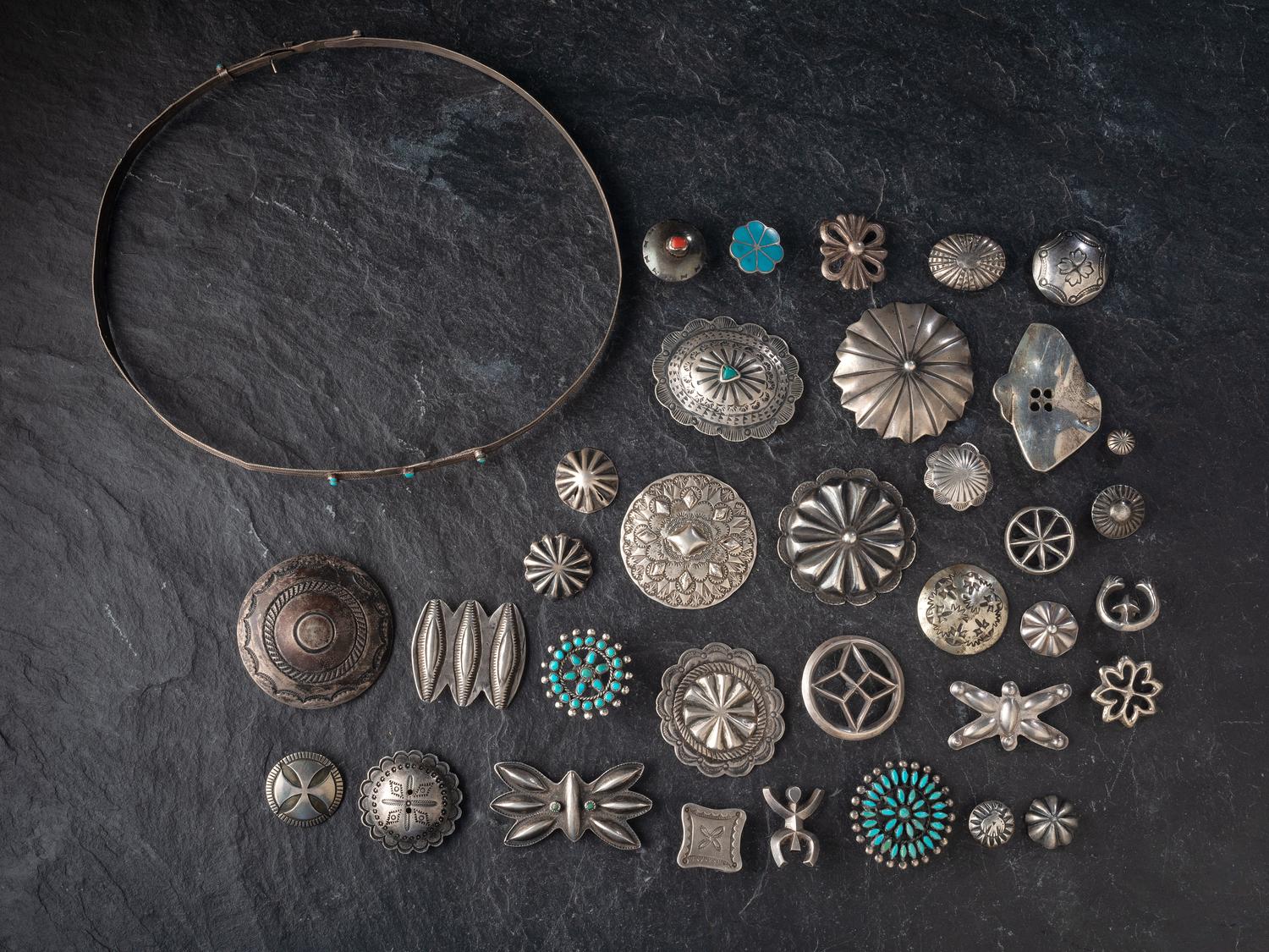 Navajo and Zuni Buttons and Hat Band