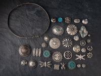 Navajo and Zuni Buttons and Hat Band