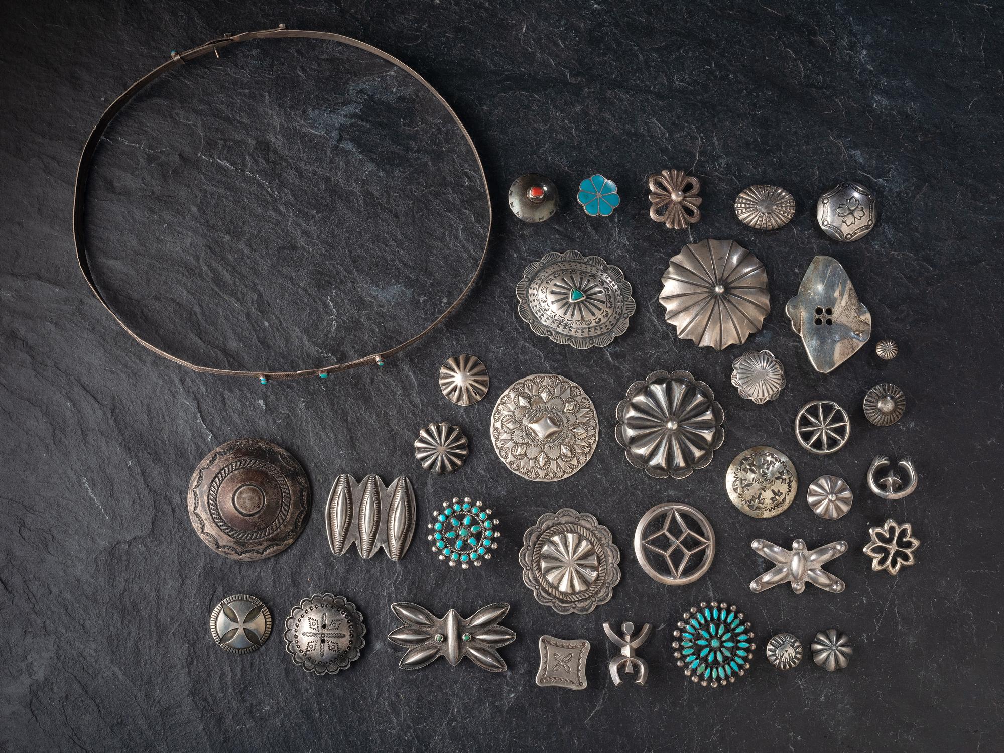 Navajo and Zuni Buttons and Hat Band