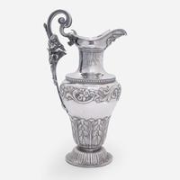 A silver water pitcher and two silver open salt cellars Taylor & Lawrie (active 1837-1862), retailed by Bailey & Kitchen (active 1833-1846), Philadelphia, circa 1840