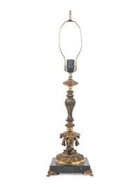A French Gilt Metal and Marble Table Lamp