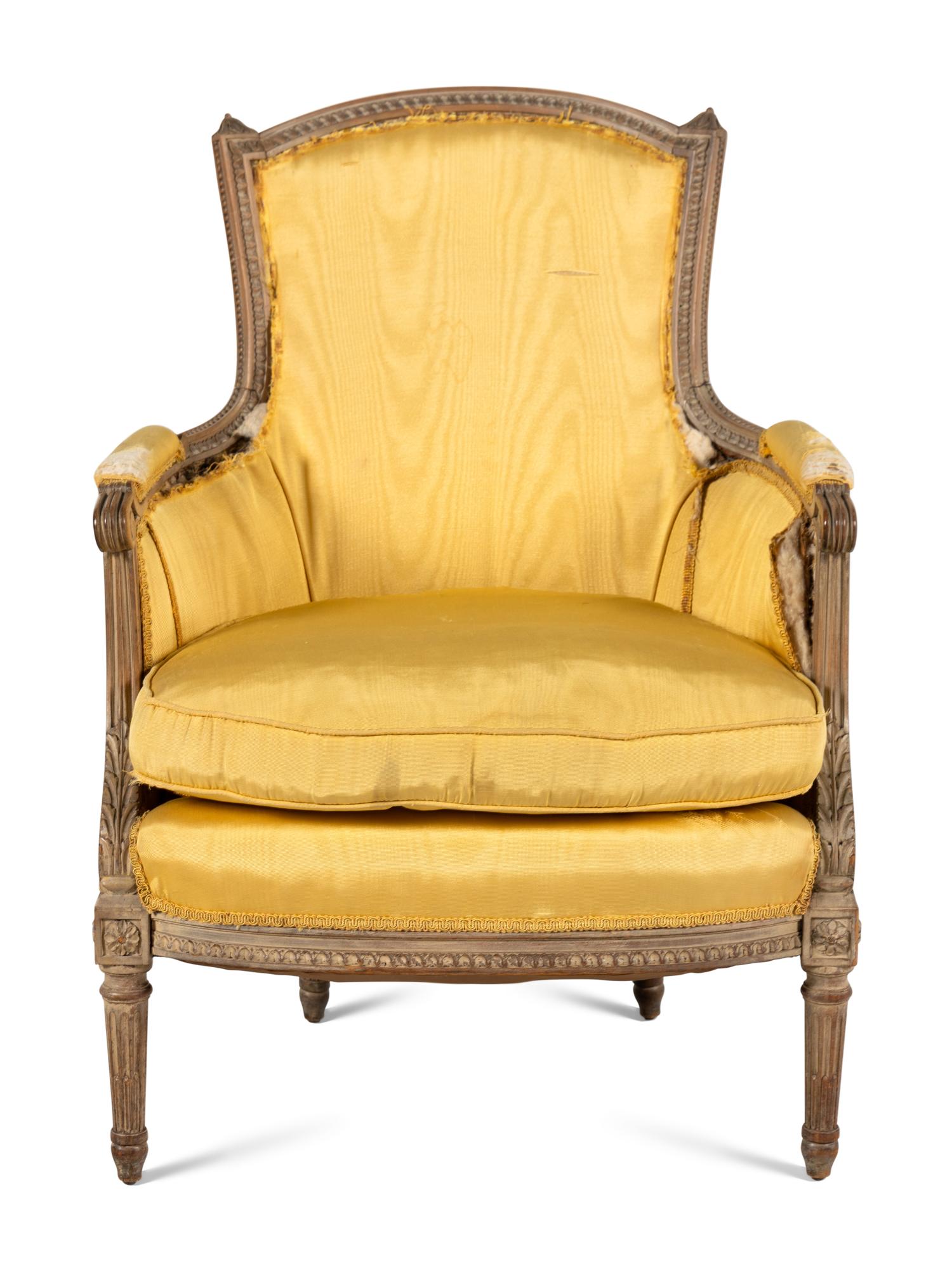 A Louis XVI Style Cerused Beechwood Bergere