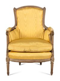 A Louis XVI Style Cerused Beechwood Bergere