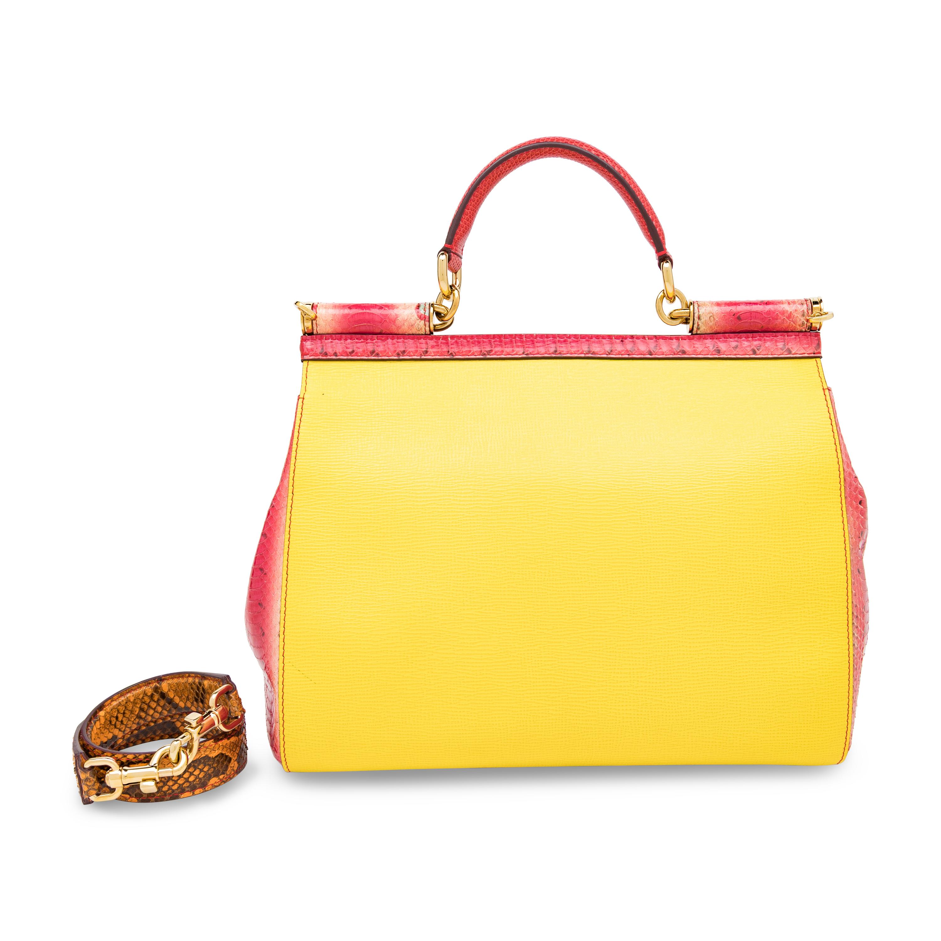 Dolce & Gabbana, Large Sicily Bag in Python & Leather