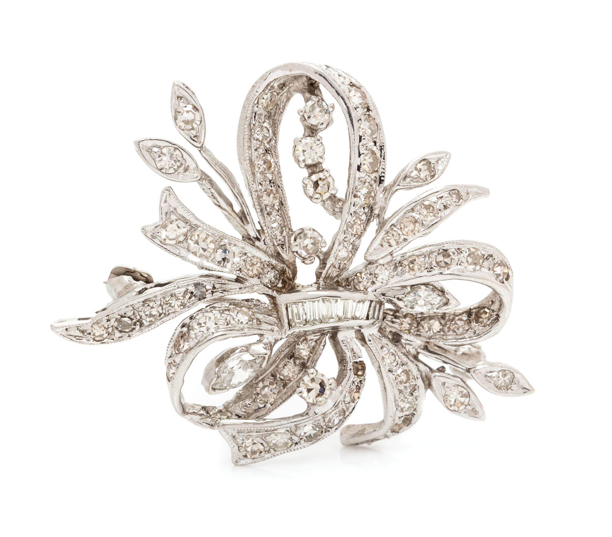 A White Gold and Diamond Brooch, 4.60 dwts.