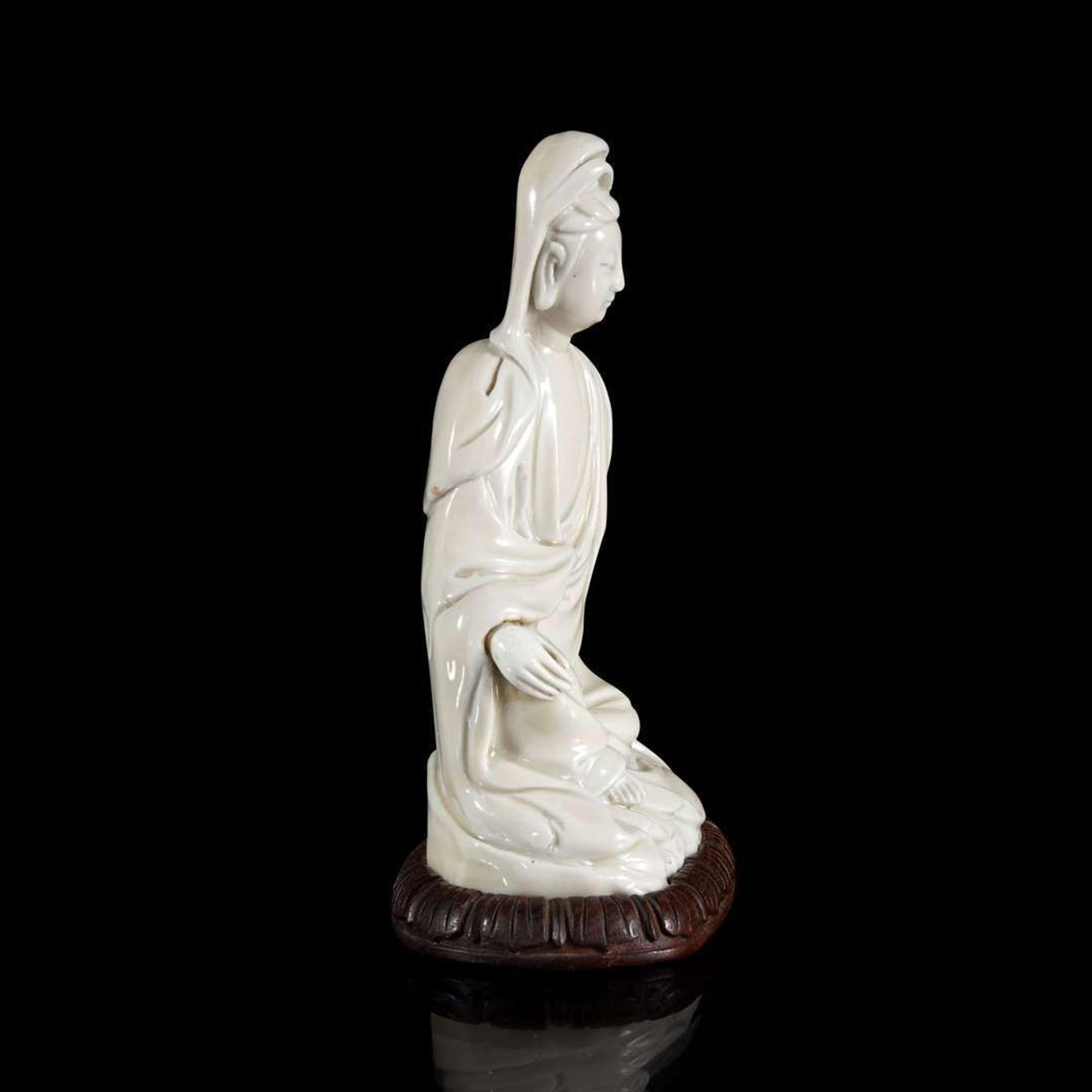 A small Chinese blanc de Chine figure of seated Guanyin 德化窑观音小造像 18th century or earlier ???????
