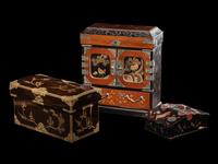 Three Japanese Lacquered and Metal Mounted Storage Boxes