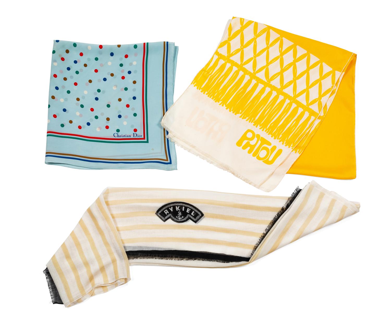 Three Scarves: Patou, Dior, Rykiel, 1970-90s