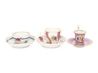Three Meissen Porcelain Teacups and Saucers