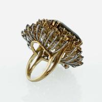 A Natural Tourmaline, Diamond, and 18K Yellow Gold Ring