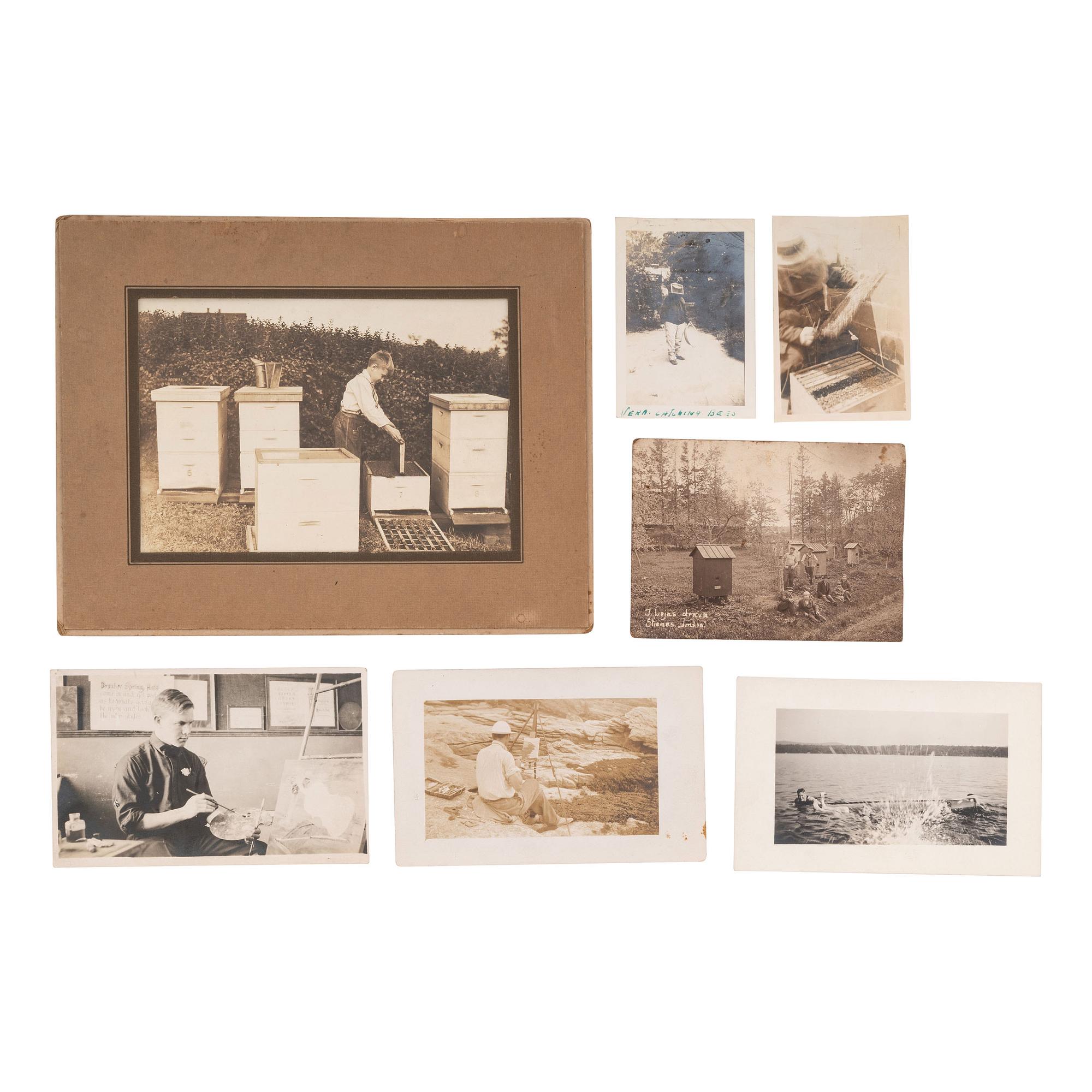 [EARLY PHOTOGRAPHY - TRAVEL & LEISURE]. A collection of 100+ photographs mostly featuring natural scenery and hobbyists enjoying their crafts, including: